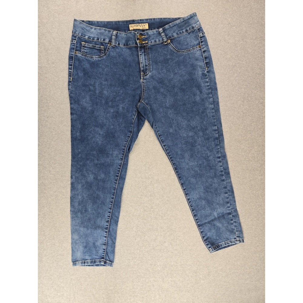 Blue Savvy Jeans Womens Size 14 Blue Medium Wash Slim Skinny Stretch Denim Pant